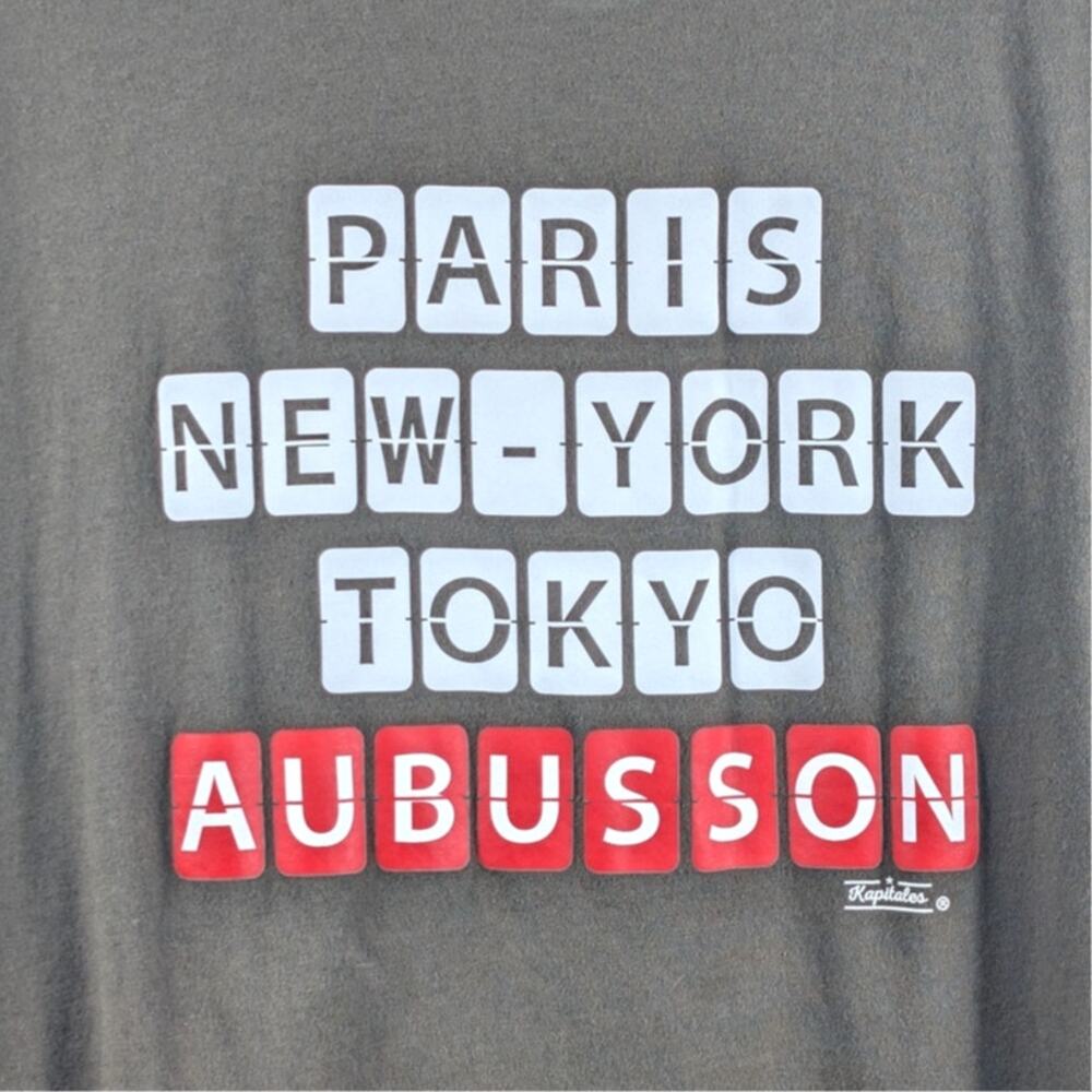 Kapitales Paris New York Tokyo Mens Medium Graphic Tee Olive Green France